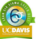 the uc davis logo with the words learn six sigma green belt